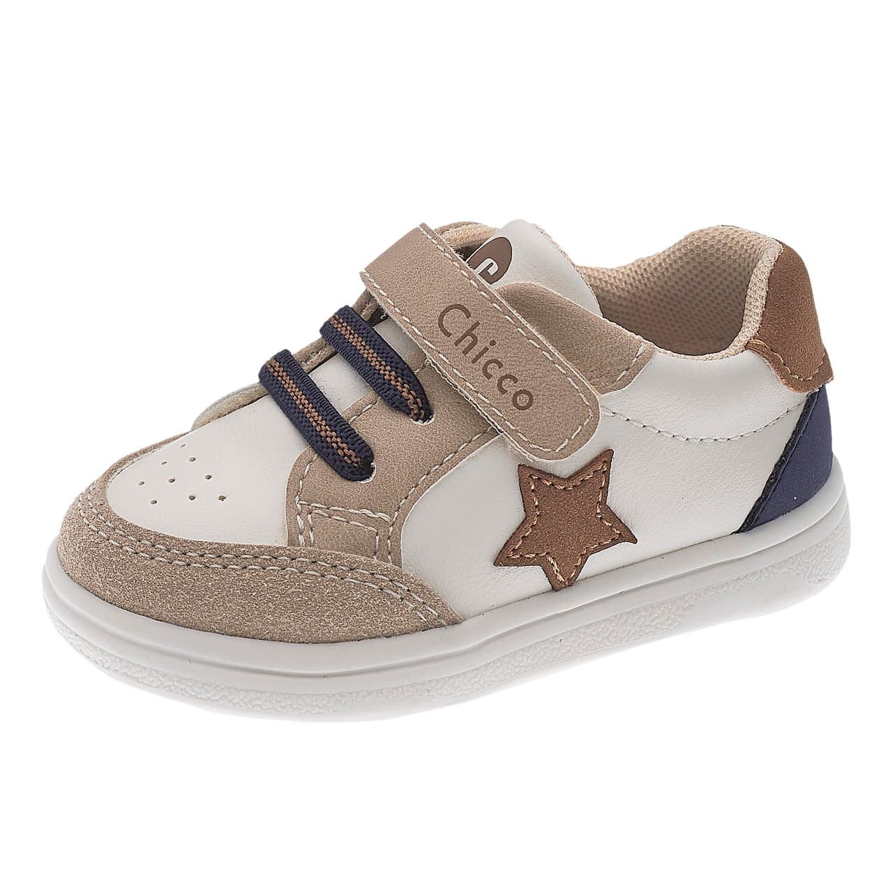 Sneakers Bambino Gozzy | Chicco Sneakers primi passi bambina Gozzy Chicco bianche con dettagli rosa laminati, chiusura a strappo e lacci elastici, suola flessibile e sottopiede anatomico. | Chicco
