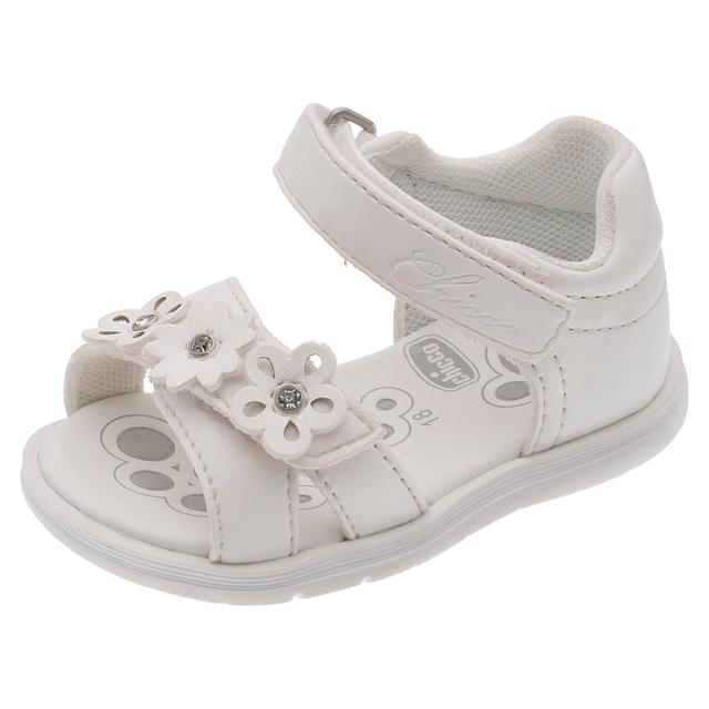 Sandalo Bambina Glitter | Chicco Sandalo primi passi da bambina Chicco bianco glitter con doppio strappo Flex-zone e sottopiede Impronta Chicco per il comfort e lo sviluppo del piede. | Chicco