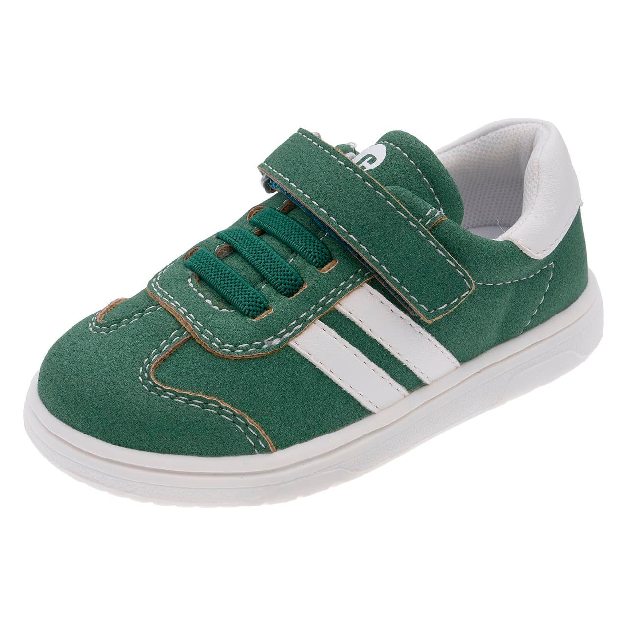 Sneakers Copper | Chicco Sneakers unisex verdi in pelle scamosciata Chicco, modello Copper, con bande laterali, chiusura a strappo e lacci elastici, suola Flex-zone e sottopiede Impronta Chicco. | Chicco