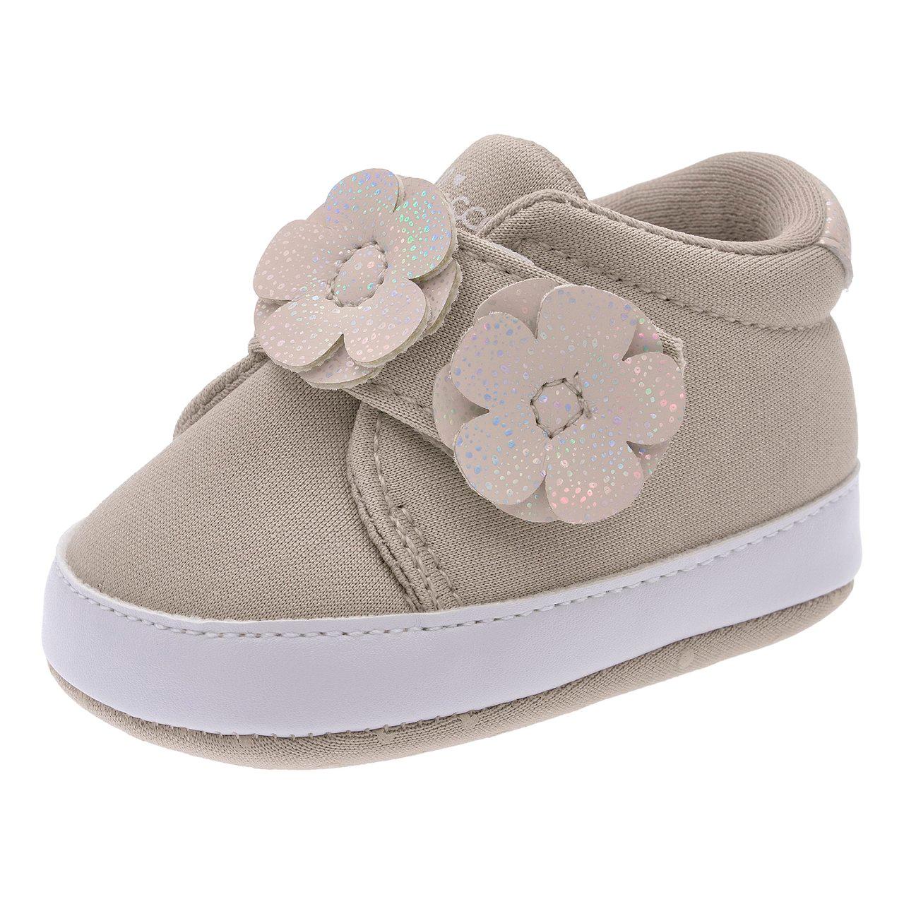 Polacchino Bambina Origami | Chicco Polacchino da bambina Chicco Origami beige con punta arrotondata, applicazioni a fiore e chiusura a strappo, ideale per l'autunno/inverno. | Chicco