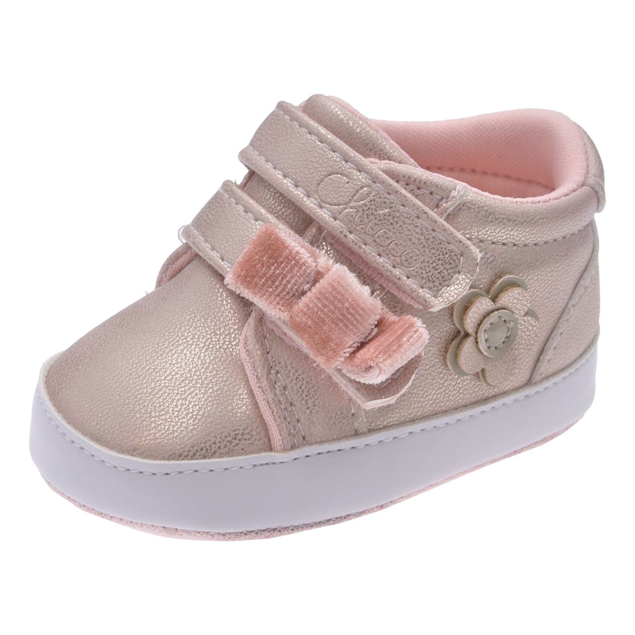 Polacchino Bambina Naida | Chicco Polacchino da bambina Chicco Naida rosa in materiale laminato con punta arrotondata, doppio strappo, fiocco in velluto e applicazione floreale con strass. | Chicco