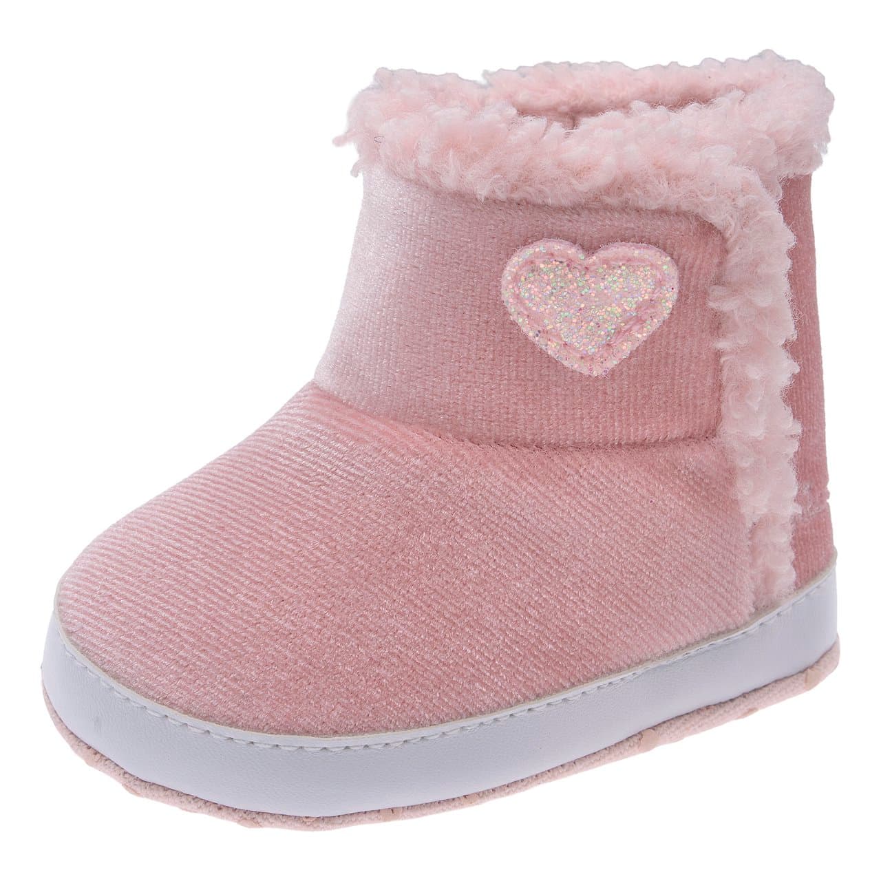 Stivaletto Bambina Nilde | Chicco Stivaletto bambina Chicco Nilde rosa in velluto con cuore glitterato e bordo in pelliccia, punta arrotondata e chiusura a strappo. | Chicco