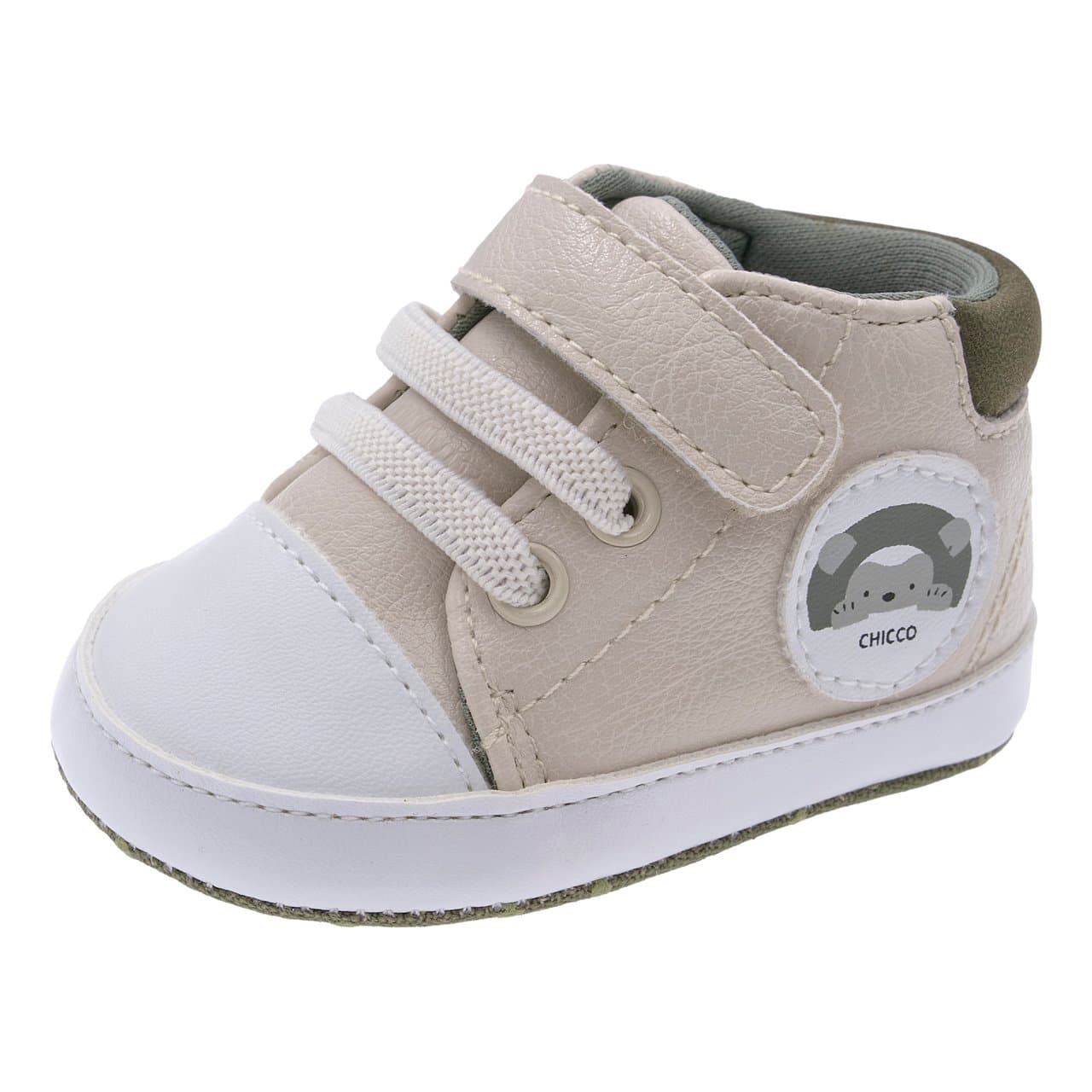 Polacchino Bambino Orso | Chicco Polacchino unisex beige per bambino Chicco con stampa orsetto, forma arrotondata, collarino imbottito e chiusura strap/lacci elastici. | Chicco