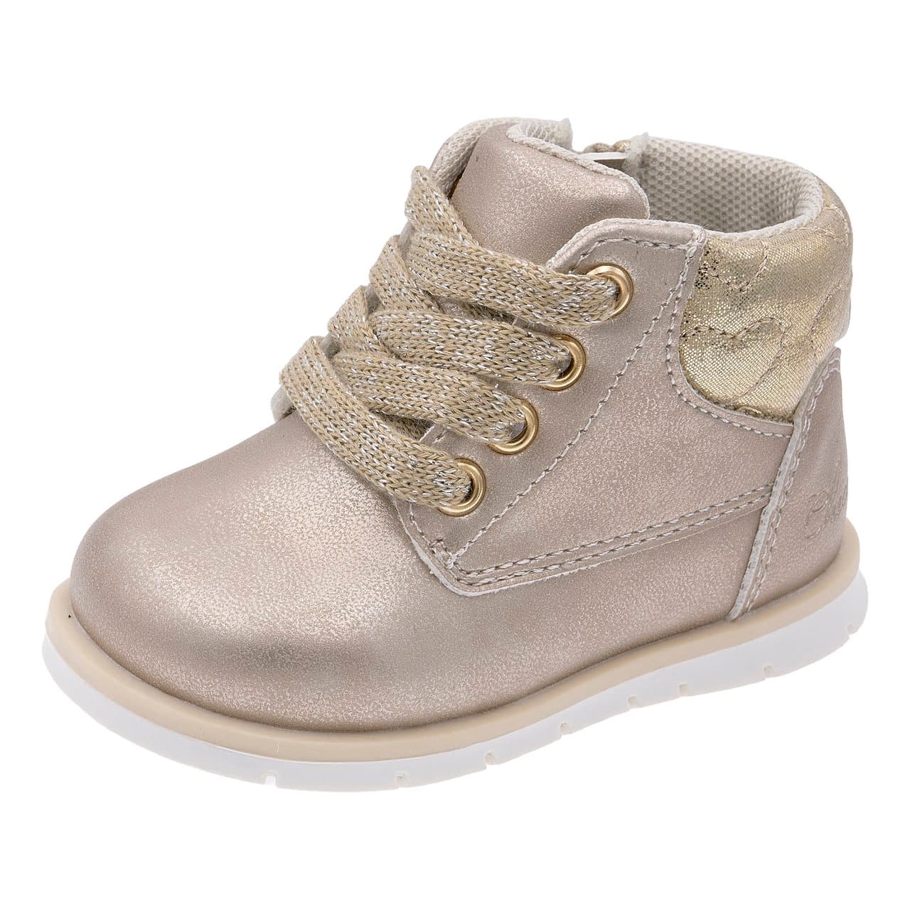 Polacchino Bambina Fedora | Chicco Polacchino primi passi da bambina Chicco Fedora giallo con glitter e trapuntatura a cuore, lacci e zip laterale. | Chicco