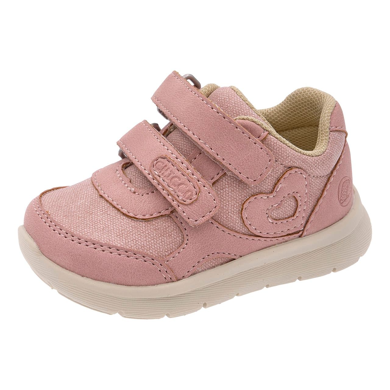 Sneakers Bambina Ginestra | Chicco Sneakers primi passi da bambina Chicco Ginestra rosa con decorazione a cuore, doppia chiusura a strappo e suola flessibile in materiali riciclati. | Chicco