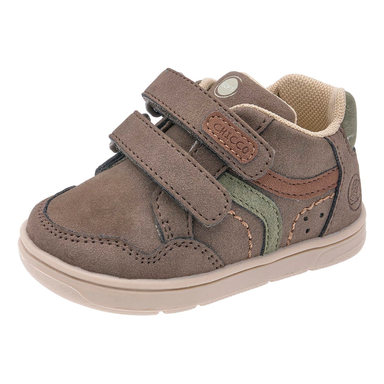 Polacchino Bambino Galgo | Chicco Polacchino primi passi unisex Chicco Galgo beige con doppia chiusura a strappo, suola Flex-Zone riciclata e decorazione laterale. | Chicco