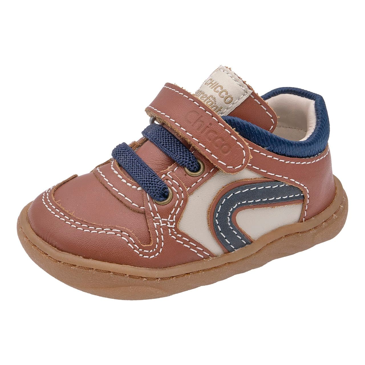 Sneakers Bambino Gapal | Chicco Sneakers barefoot Chicco Gapal marroni per bambino, in pelle con chiusura a strappo e lacci elastici, punta e suola ampie per il massimo comfort. | Chicco