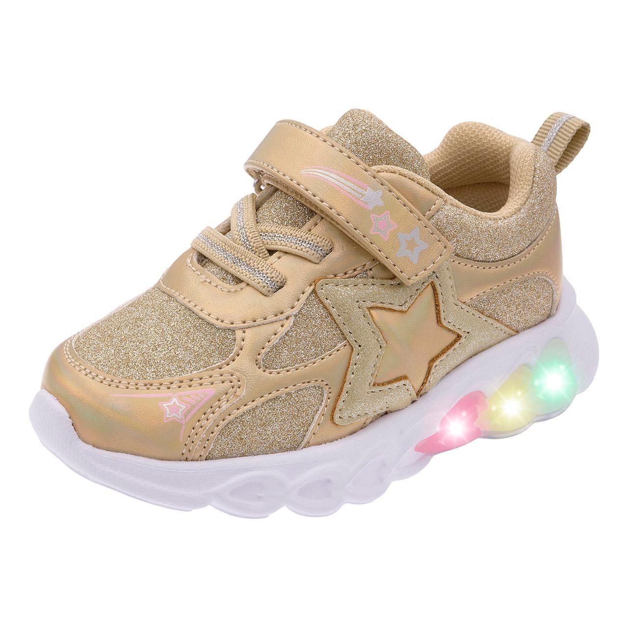 Sneakers Bambina Clicine | Chicco Sneakers bambina Chicco Clicine gialle glitterate con stella e suola LED multicolore a cuore sul tallone. | Chicco