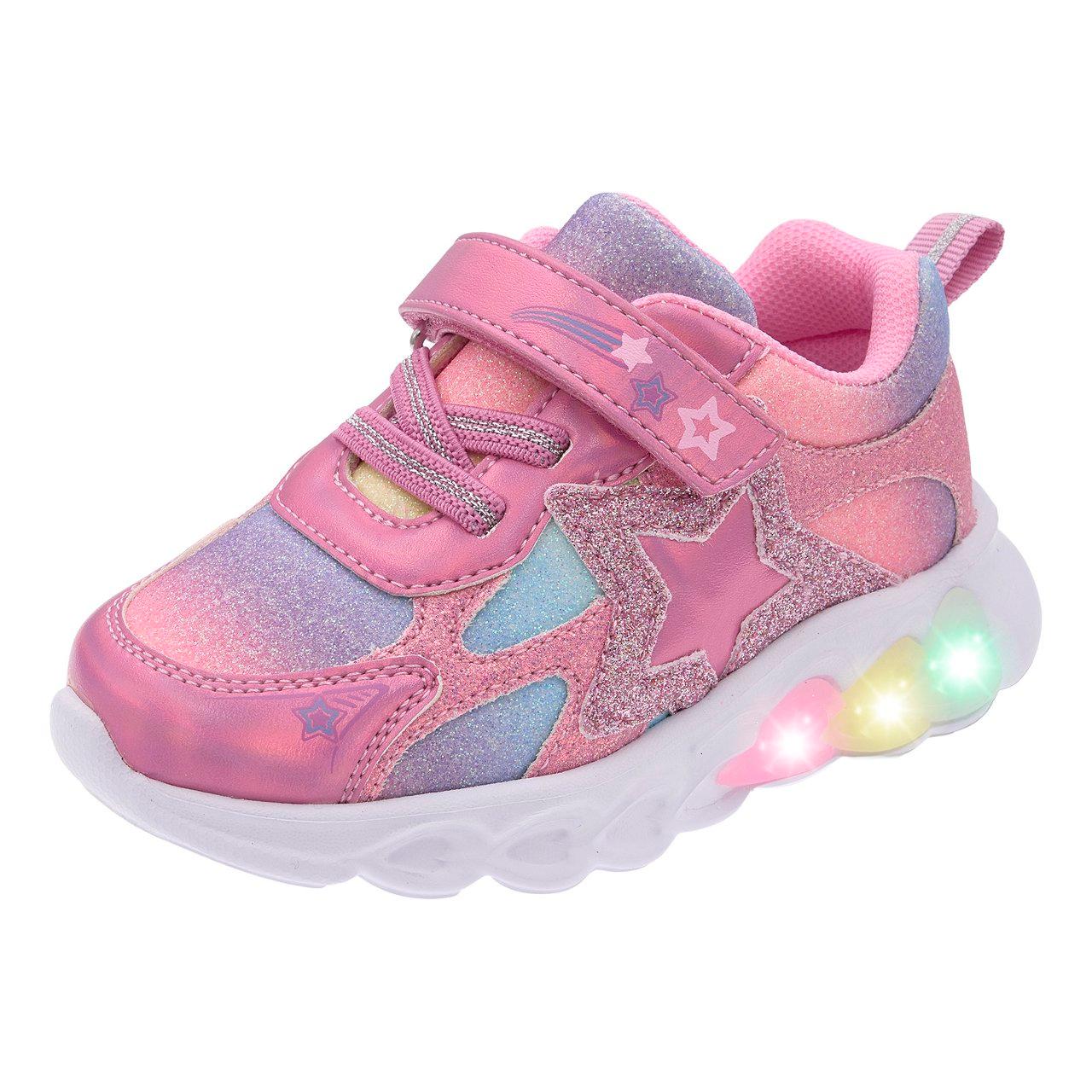 Sneakers Bambina Clicine | Chicco Sneakers bambina Chicco Clicine gialle glitterate con stella e suola LED multicolore a cuore sul tallone. | Chicco