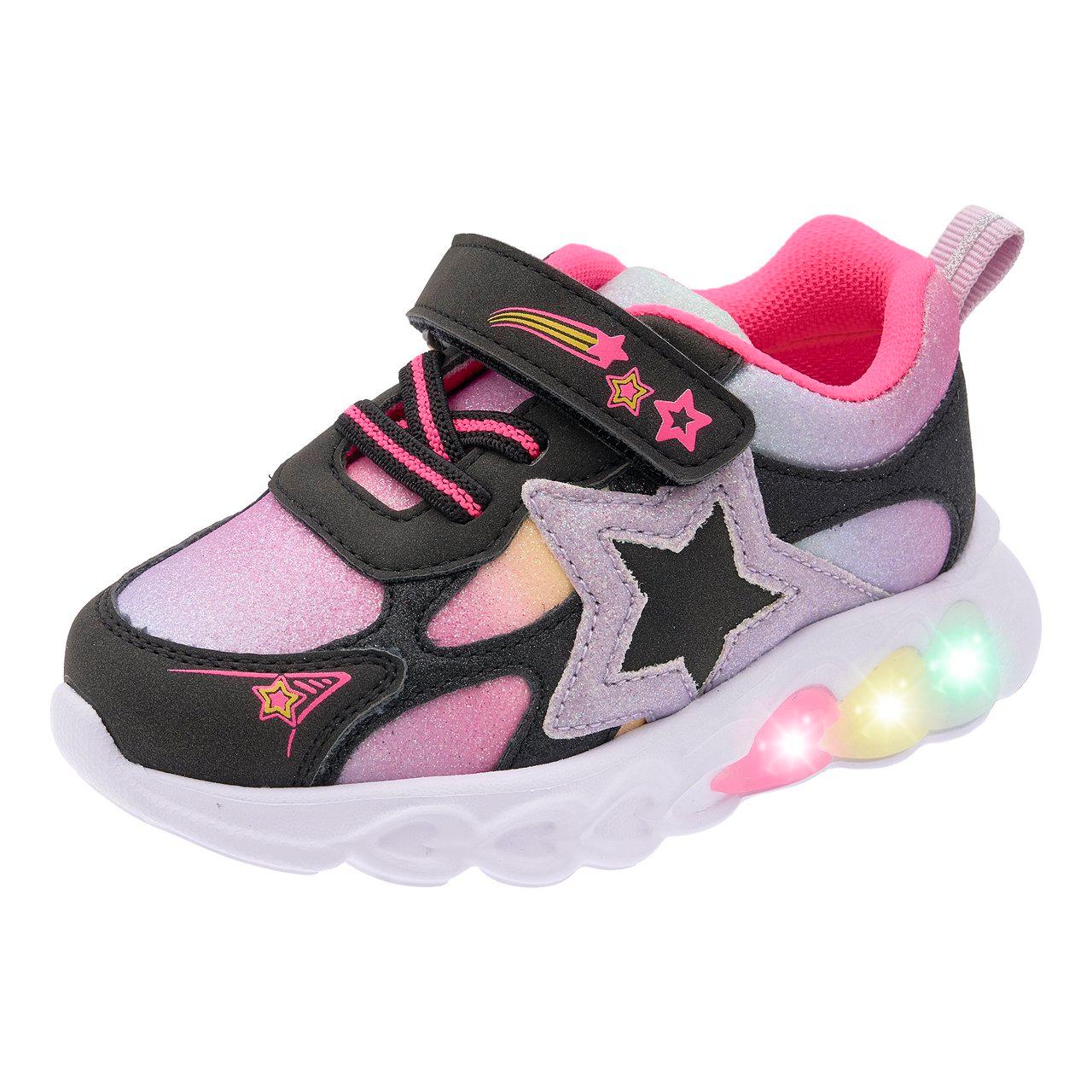 Sneakers Bambina Clicine | Chicco Sneakers bambina Chicco Clicine gialle glitterate con stella e suola LED multicolore a cuore sul tallone. | Chicco