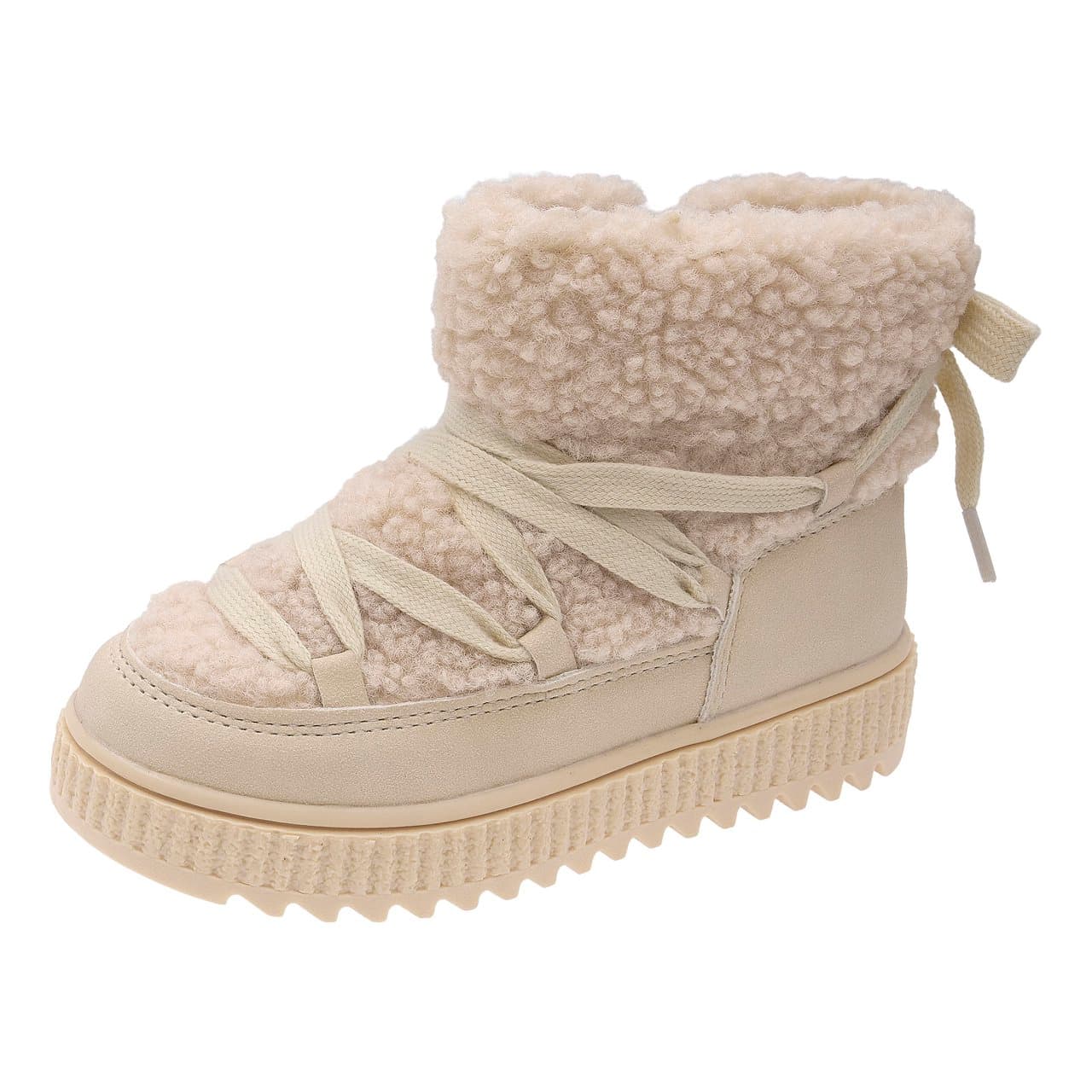 Stivaletto Bambina Calax | Chicco Stivaletto Chicco Calax beige da bambina con tomaia effetto pelliccia, lacci regolabili e zip laterale, suola dal profilo deciso. | Chicco