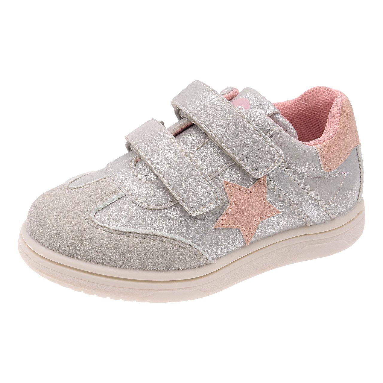 Sneakers Bambina Caos | Chicco Sneakers bambina Chicco Caos argento con doppio strappo regolabile e stella rosa applicata, ideali per l'uso quotidiano autunno/inverno. | Chicco