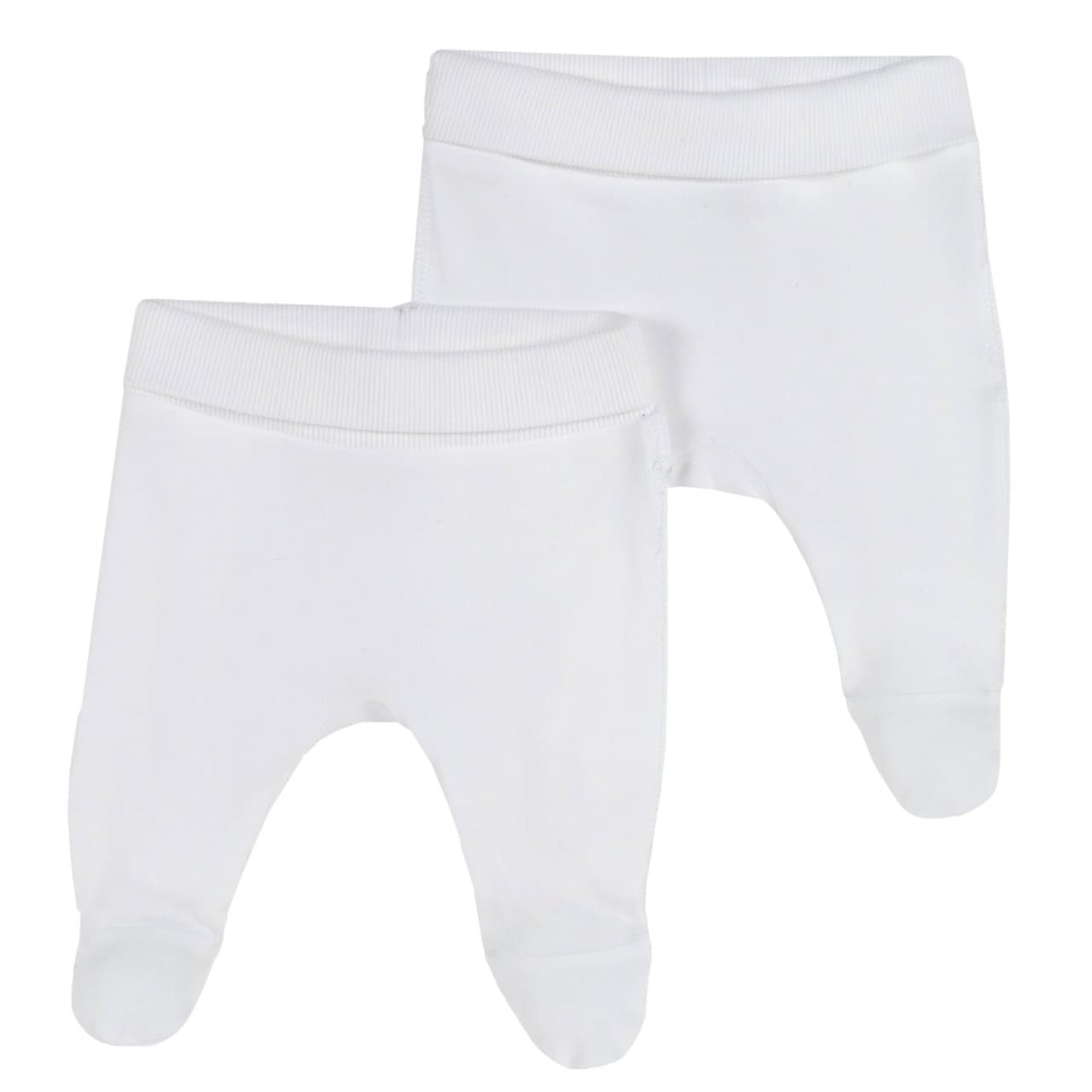 Set Pantaloni Con Piedini Prematuro | Chicco Set Chicco di pantaloni con piedini in jersey di cotone bianco per neonati prematuri, con vita risvoltabile e cuciture piatte. | Chicco