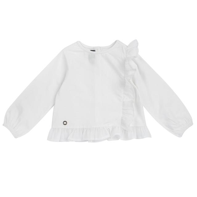 Maglietta Manica Lunga Con Balze | Chicco Maglietta a manica lunga bianca in jersey elasticizzato per bambina Chicco con balze in voile sul davanti e sul fondo, arricchita da medaglietta cuore. | Chicco