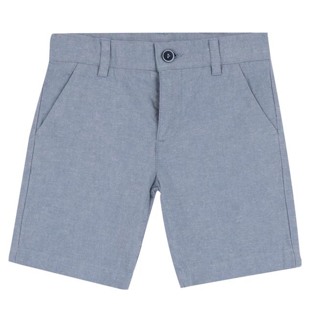 Pantaloni Corti | Chicco Pantaloni corti azzurri in oxford di cotone sostenibile Chicco per bambino, con zip, bottone e vita regolabile. | Chicco