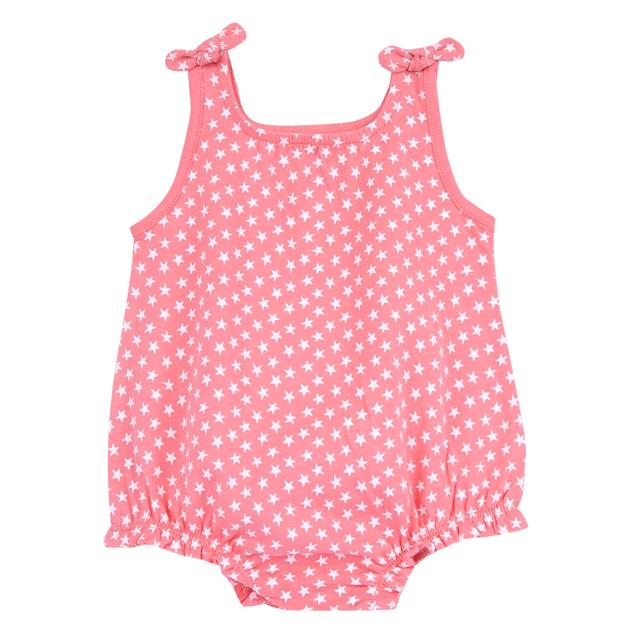 Pagliaccetto Senza Maniche | Chicco Pagliaccetto senza maniche rosa per bambina Chicco in cotone sostenibile con stampa fantasia di stelline e fiocchetti applicati. | Chicco