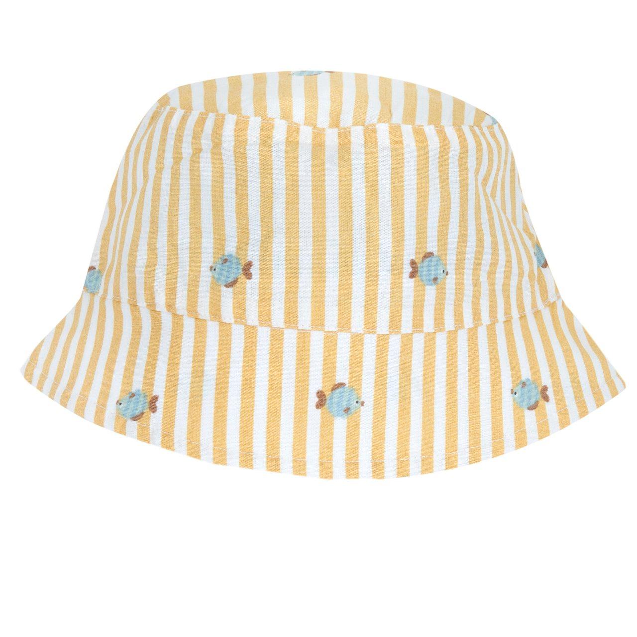 Cappello Modello Pescatore | Chicco Cappello pescatore Chicco bianco in popeline di cotone con stampa fantasia righe e granchietti, ideale per bambino primavera/estate. | Chicco