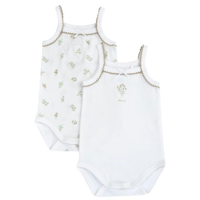 Set Body Intimo | Chicco Set body intimo bambina Chicco a spallina stretta in cotone sostenibile bianco con stampa fantasia, certificato Oeko-Tex. | Chicco