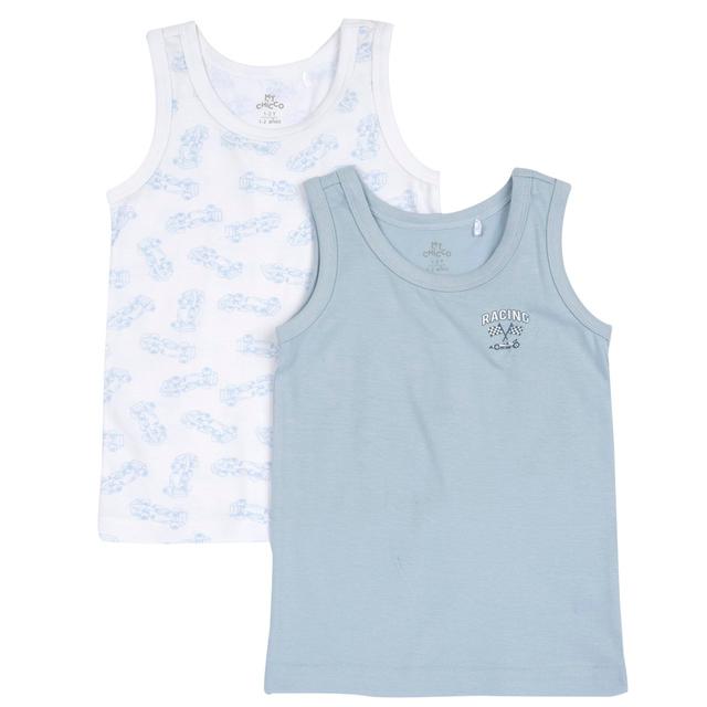 Set Canottiere Intime | Chicco Set di 2 canottiere intime Chicco per bambino in morbido cotone sostenibile, una fantasia e una beige tinta unita, con trattamento antimicrobico. | Chicco