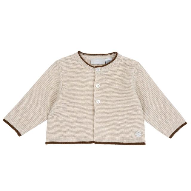 Cardigan In Maglia | Chicco Cardigan in maglia di cotone bianco unisex per neonati, con medaglietta effetto madreperla e chiusura a bottoni, parte della collezione Chicco. | Chicco