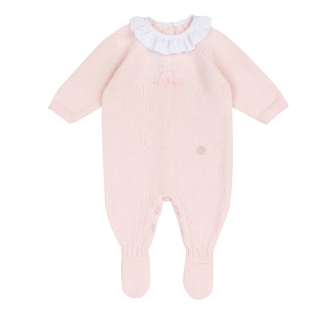 Tutina Aperta Interno Gamba | Chicco Tutina aperta interno gamba Chicco in maglia di cotone sostenibile certificato Oeko-Tex, colore rosa, con grafica ricamata tono su tono, ideale per bambina primavera/estate. | Chicco