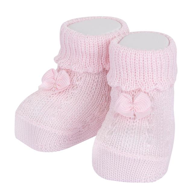 Babbucce In Maglia | Chicco Babbucce in maglia rosa Chicco per bambina, con fiocco applicato, realizzate in misto cotone sostenibile e certificate Oeko-Tex. | Chicco