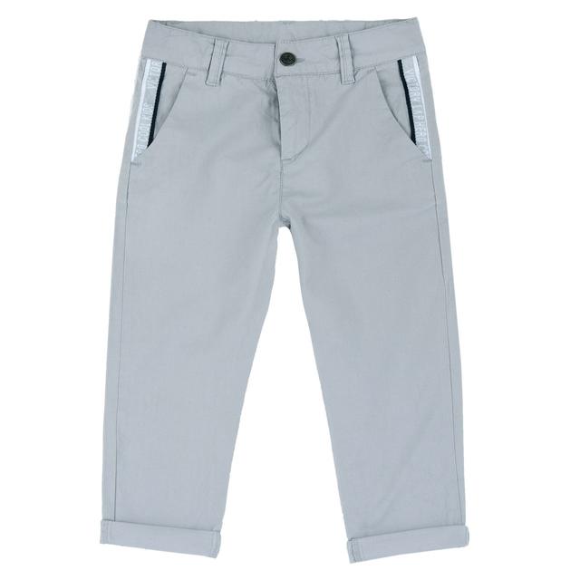 Pantaloni Lunghi | Chicco Pantaloni lunghi grigi Chicco in cotone elasticizzato con effetto diagonale, vita regolabile e nastro decorativo sulle tasche anteriori. | Chicco