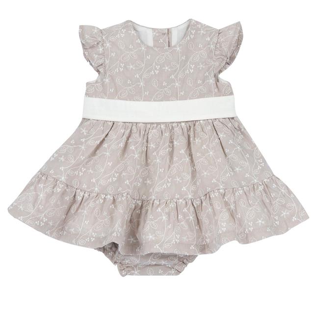 Completo Vestito Con Culotte | Chicco Completo vestito con culotte Chicco bianco in cotone viscosa ricamato, girocollo, maniche ad aletta e cintura piquet staccabile. | Chicco