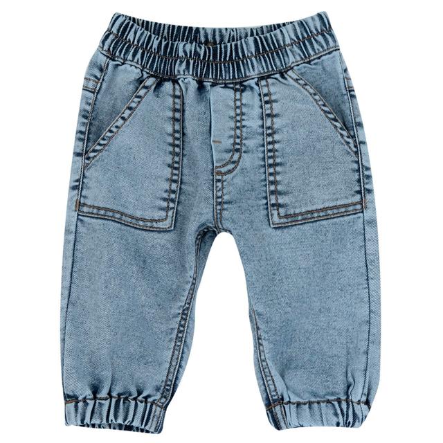 Pantaloni Lunghi In Chambray | Chicco Pantaloni lunghi azzurri in chambray per bambino Chicco con tasconi frontali e vita elasticizzata, ideali per la primavera/estate. | Chicco