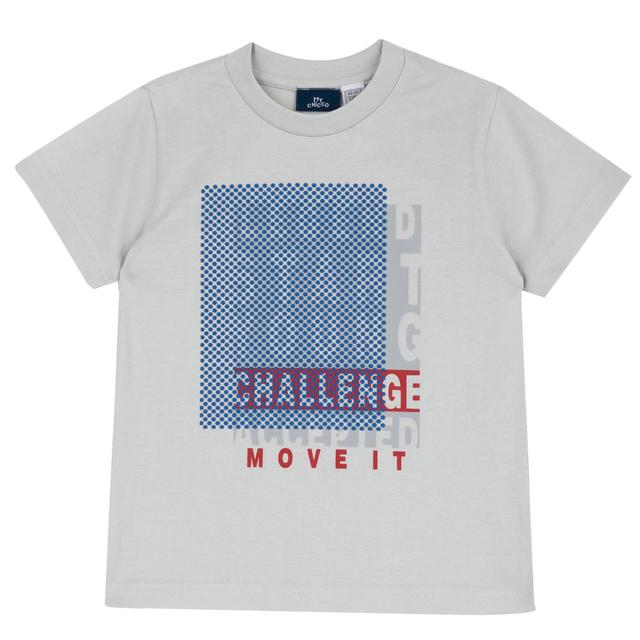 Maglietta Manica Corta | Chicco Maglietta a manica corta Chicco bianca in cotone sostenibile con stampa sportiva effetto fotografico per bambino. | Chicco