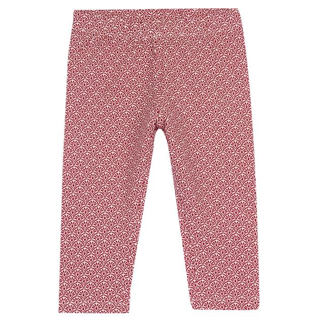 Leggings Lunghezza Polpaccio | Chicco Leggings lunghi fino al polpaccio per bambina con stampa geometrica su sfondo bianco, realizzati in morbido jersey elasticizzato di cotone sostenibile e elastan. | Chicco