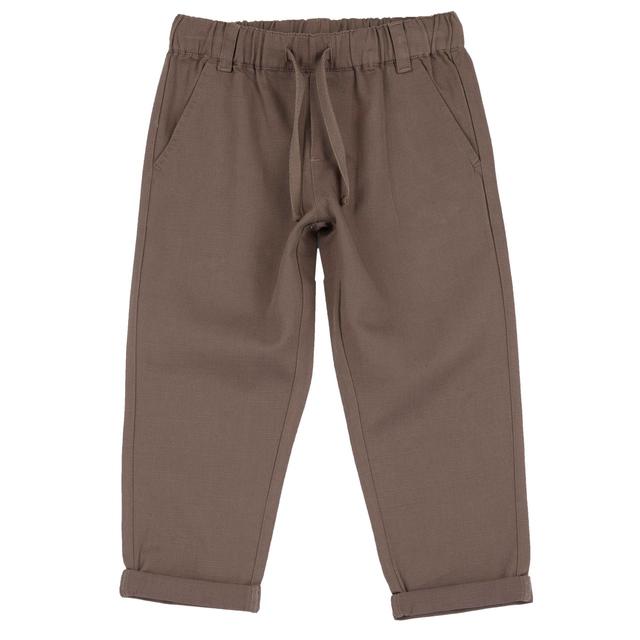 Pantaloni Lunghi Baggy Fit | Chicco Pantaloni lunghi baggy fit beige in cotone fiammato sostenibile Chicco per bambini, con vita elasticizzata e cordino regolabile. | Chicco