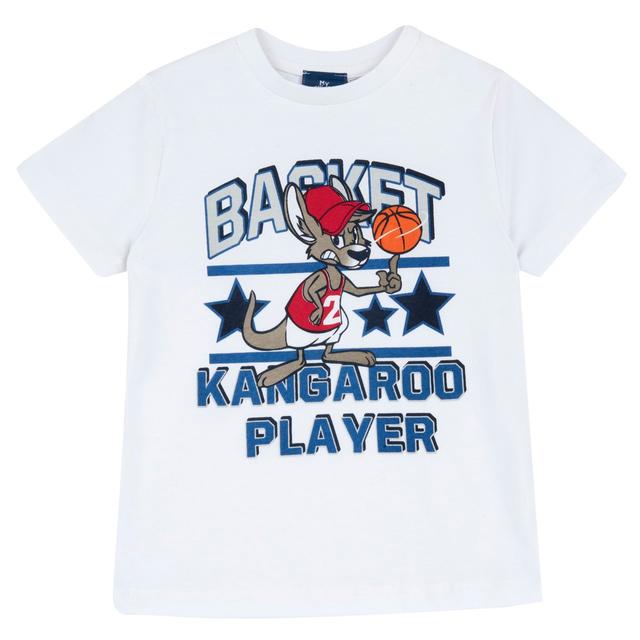 Maglietta Manica Corta | Chicco Maglietta a manica corta bianca in morbido jersey di cotone sostenibile per bambino, con simpatica stampa e bottoni automatici sulla spalla. | Chicco