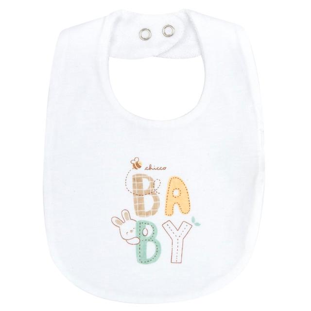 Bavaglino Stampato | Chicco Bavaglino Chicco rosa in jersey di cotone sostenibile con retro in spugna e grafica stampata, ideale per bambine. | Chicco