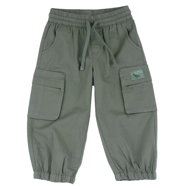 Pantaloni Lunghi Balloon Fit | Chicco Pantaloni lunghi balloon fit verdi in gabardine di cotone sostenibile per bambino, con vita elasticata, cordino, tasconi e fondo gamba elasticizzato. | Chicco