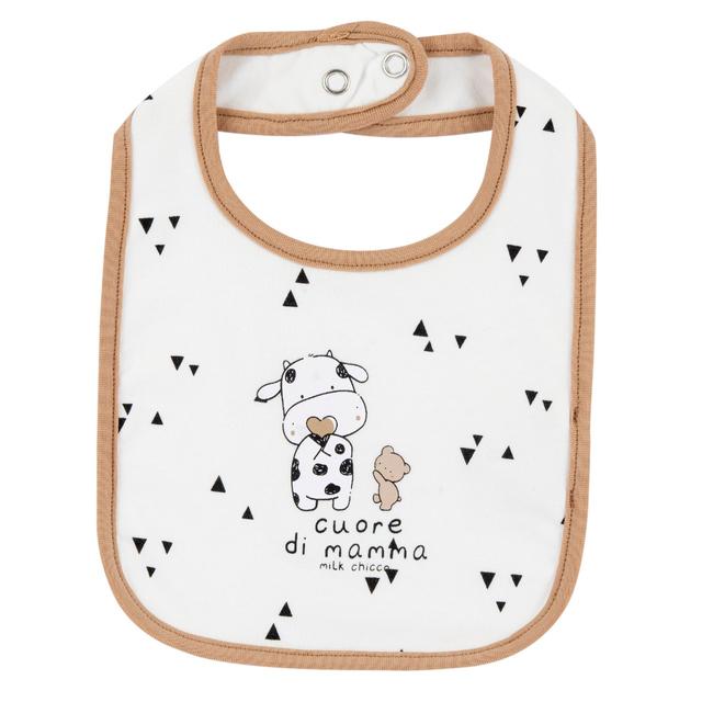 Bavaglino Stampato | Chicco Bavaglino Chicco unisex in jersey di cotone elasticizzato bianco con grafica stampata e apertura regolabile, ideale per la primavera/estate. | Chicco