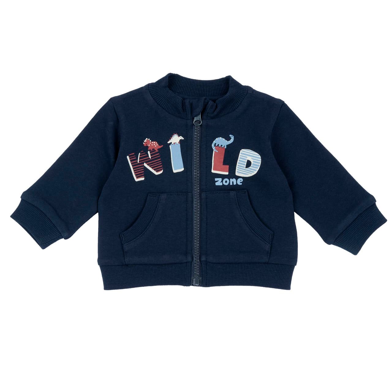 Felpa Con Zip | Chicco Felpa con zip marrone da bambino Chicco con stampa dinosauro stilizzata sul davanti e tasca a marsupio, ideale per l'autunno/inverno. | Chicco