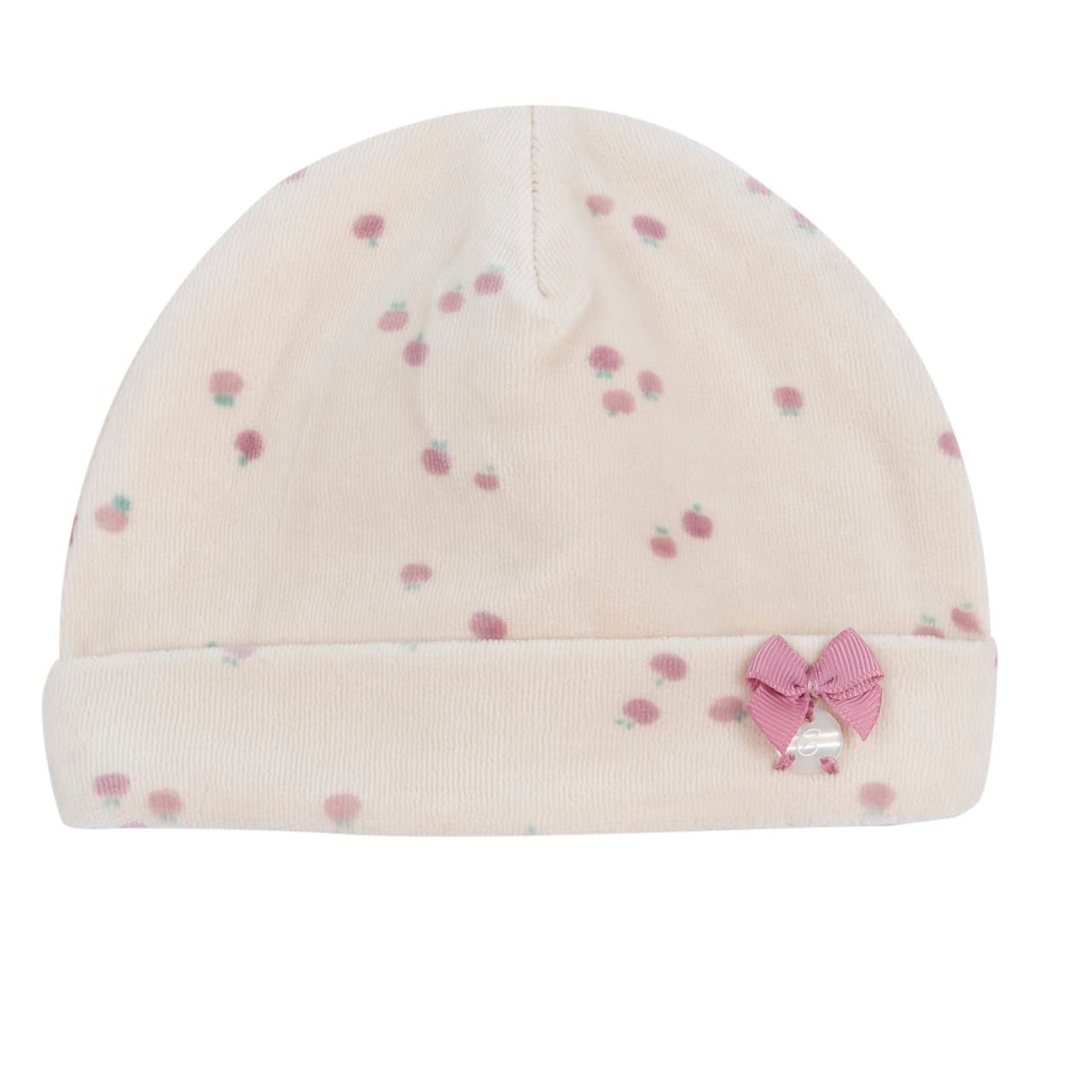 Cappello Con Risvolto | Chicco Cappello Chicco da bambina con risvolto in ciniglia beige, foderato in interlock e rifinito con medaglietta madreperla, ideale per autunno/inverno. | Chicco