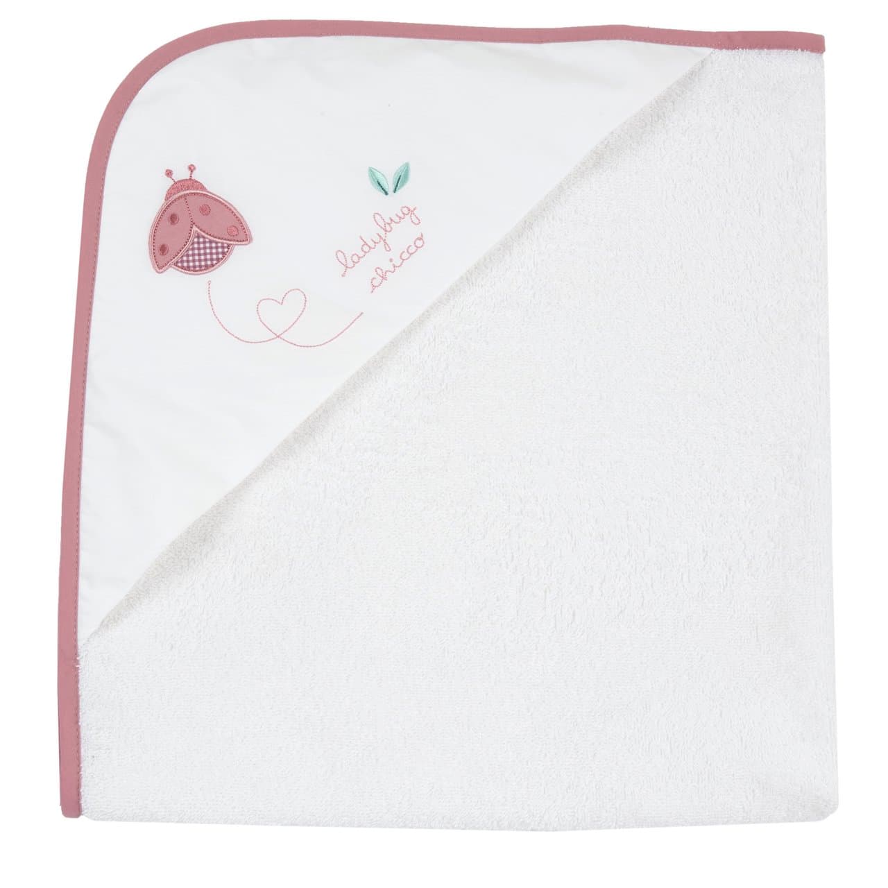 Accappatoio | Chicco Accappatoio quadrato Chicco bianco in spugna di cotone per bambina, con grafica applicata e ricami, ideale per l'autunno/inverno. | Chicco