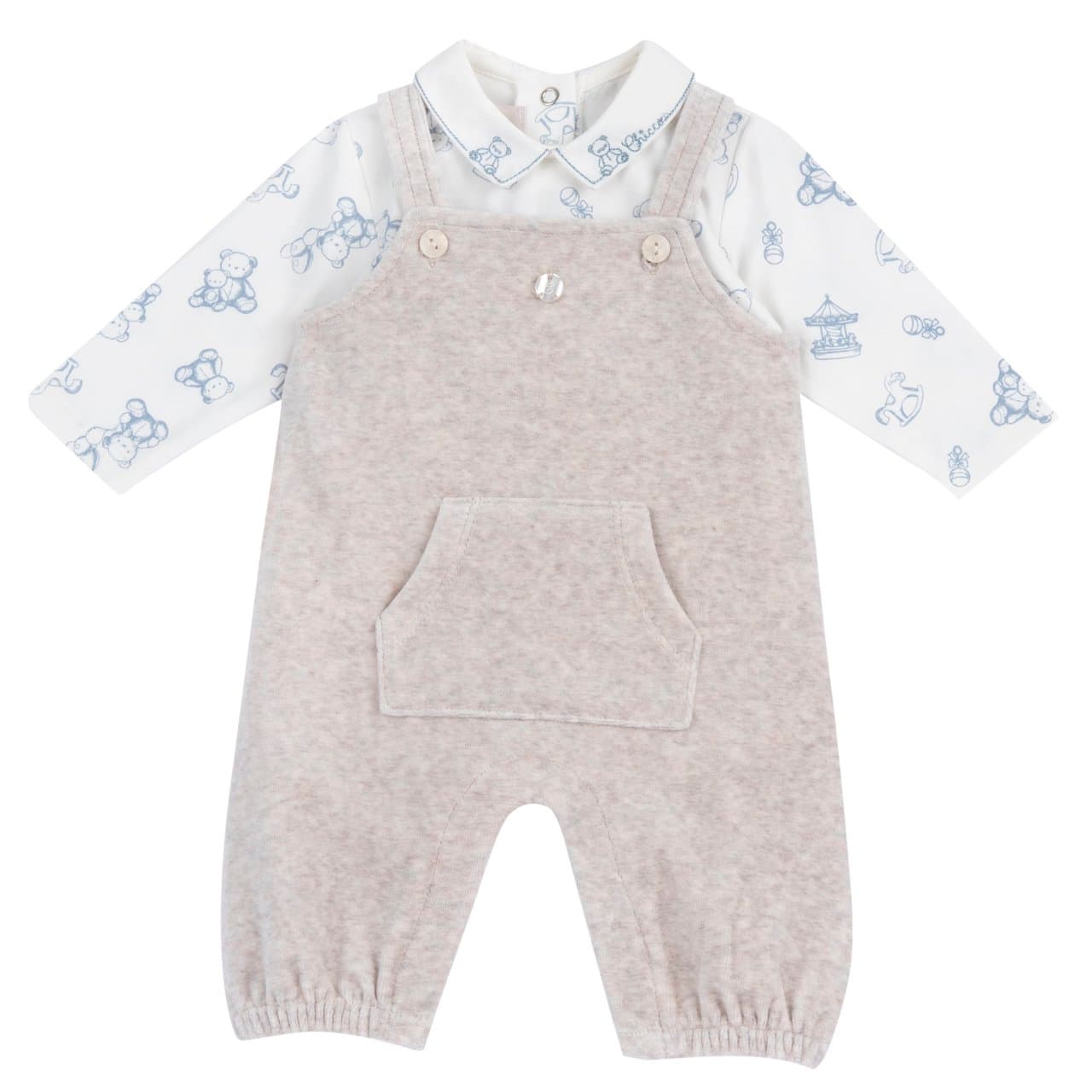 Completo Body Con Salopette Lunga | Chicco Completo body bianco con stampa orsetti e salopette lunga in ciniglia Chicco per neonato, ideale autunno/inverno. | Chicco