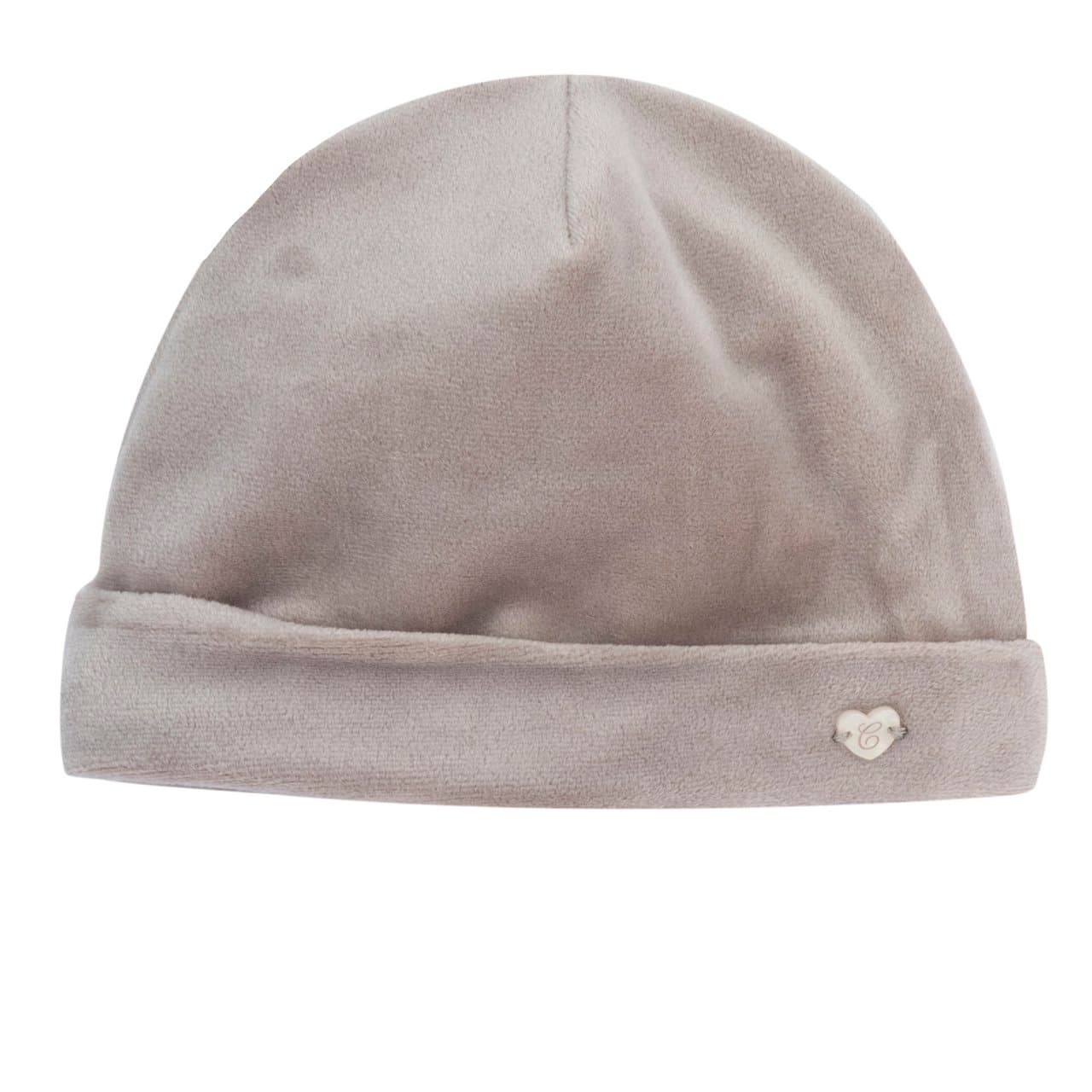Cappello Con Risvolto | Chicco Cappello Chicco con risvolto marrone lucido in ciniglia elasticizzata per neonata, con medaglietta effetto madreperla, taglia 0-2 anni, certificato Oeko-Tex. | Chicco