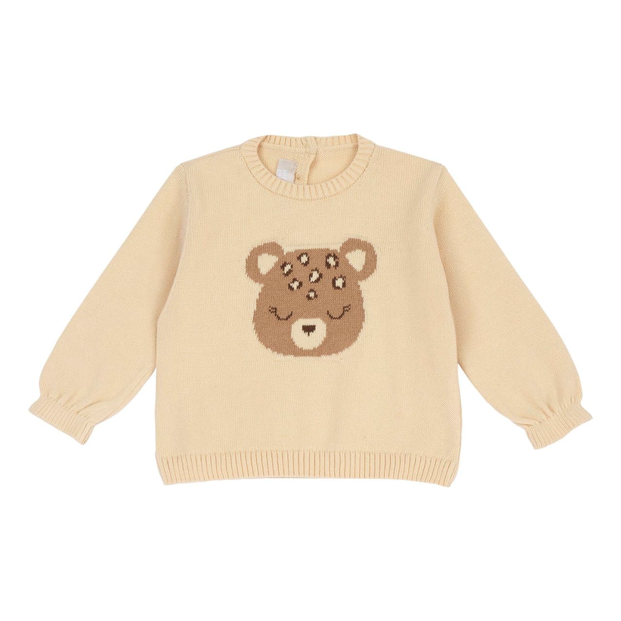 Maglione Con Disegno Jacquard | Chicco Maglione girocollo bianco da bambina Chicco con orsetto intarsiato sul davanti, in misto cotone, ideale per l'autunno/inverno. | Chicco