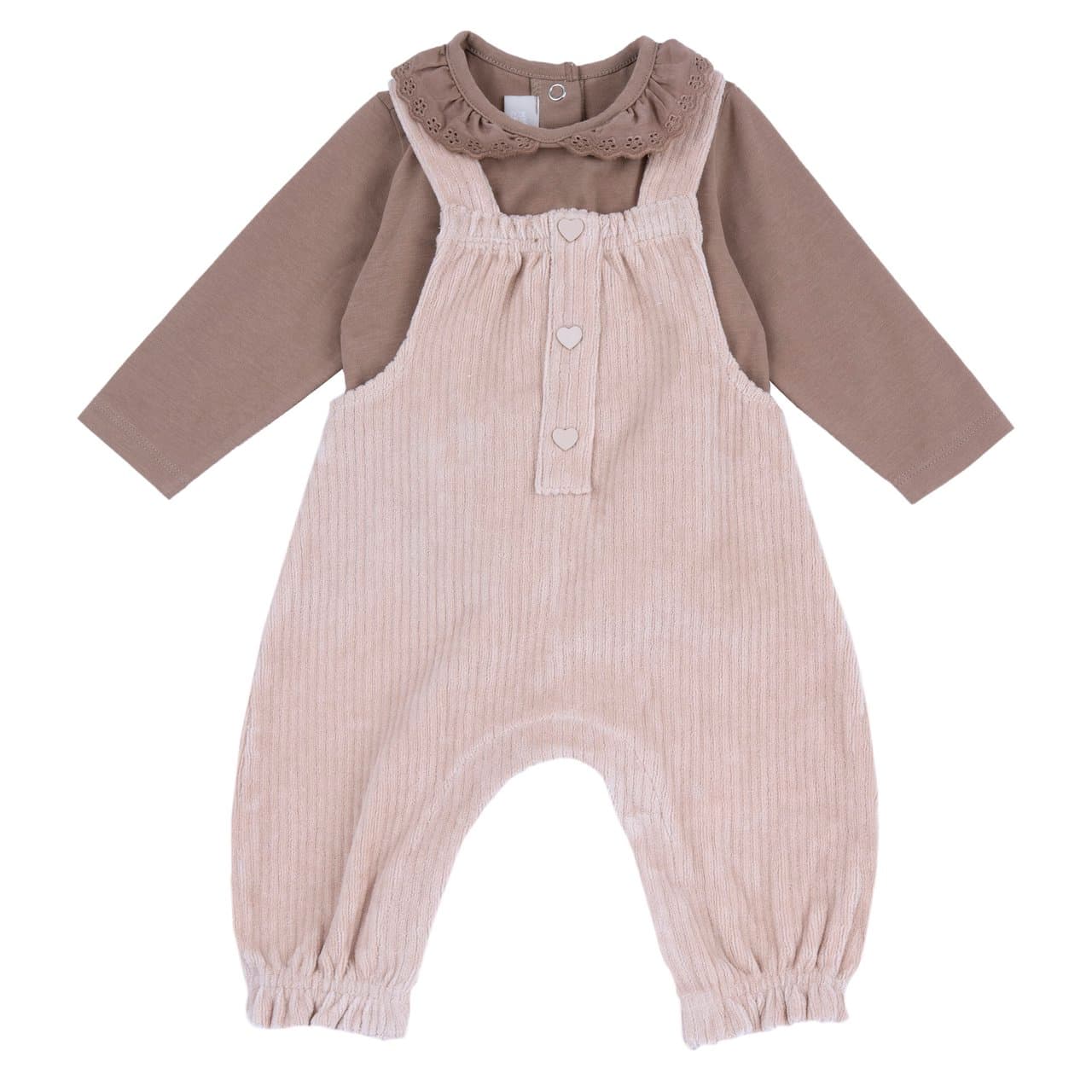 Completo Salopette E Maglietta | Chicco Completo salopette rosa in ciniglia a coste sottili e maglietta in jersey elasticizzato Chicco per bambina, ideale per autunno/inverno. | Chicco