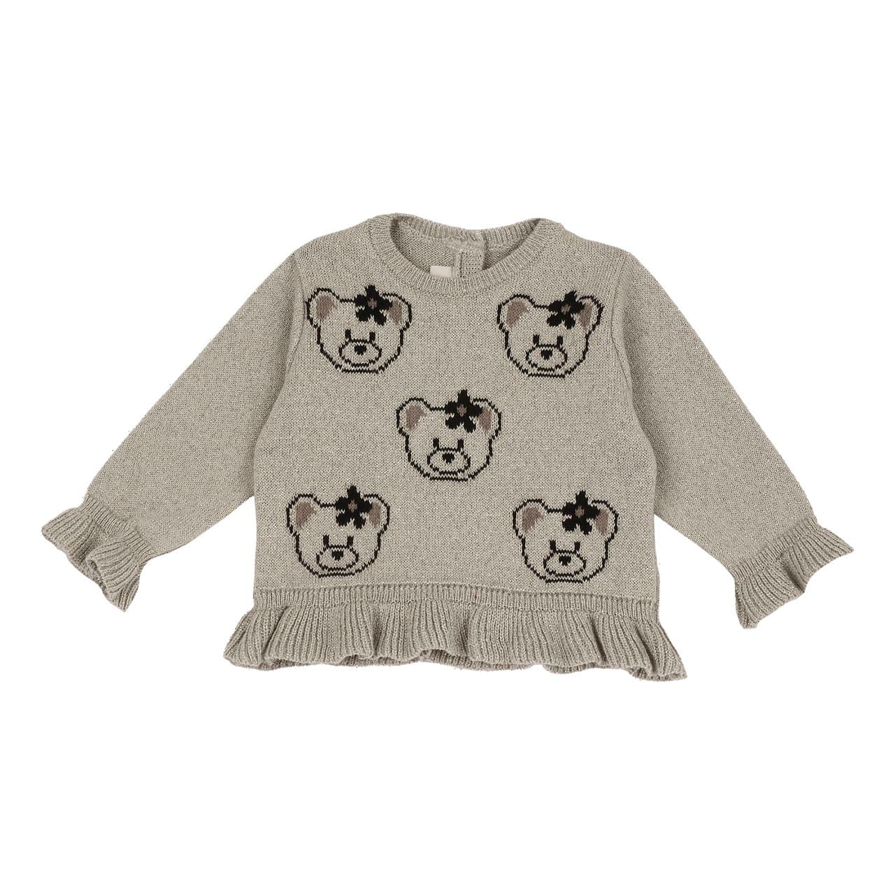 Maglione Ricamato | Chicco Maglione girocollo bianco Chicco da bambina con ricamo jacquard di orsetti e bottoncini madreperla, effetto luminoso, certificato Oeko-Tex. | Chicco