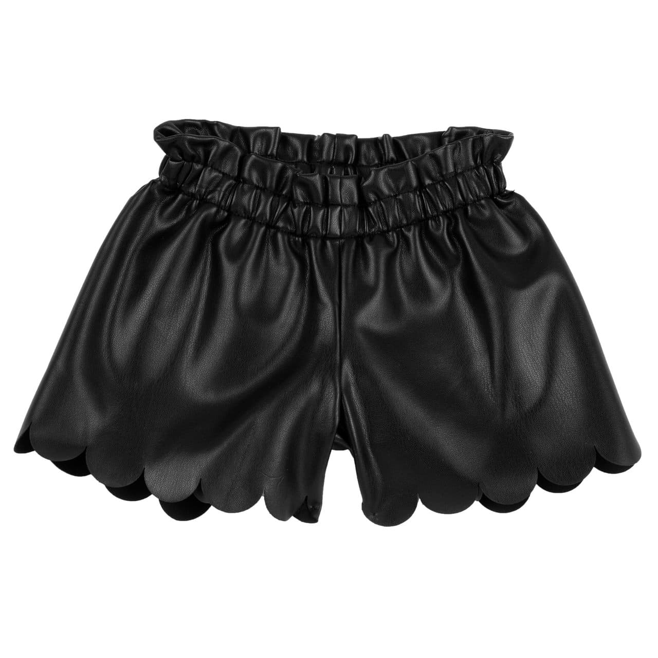 Pantaloni Corti | Chicco Pantaloni corti neri Chicco per bambina in tessuto spalmato con fondo smerlato e vita elasticizzata, ideali per l'autunno/inverno. | Chicco