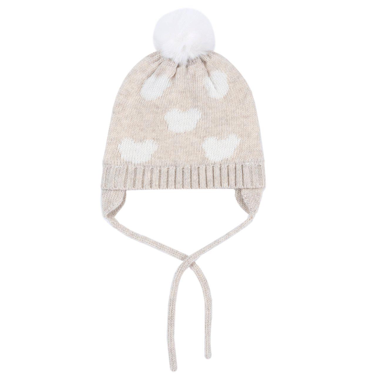 Cappello In Maglia | Chicco Cappello in maglia Chicco bianco per bambina con lavorazione jacquard di orsetti, pompon e fodera in cotone, ideale per l'autunno/inverno. | Chicco
