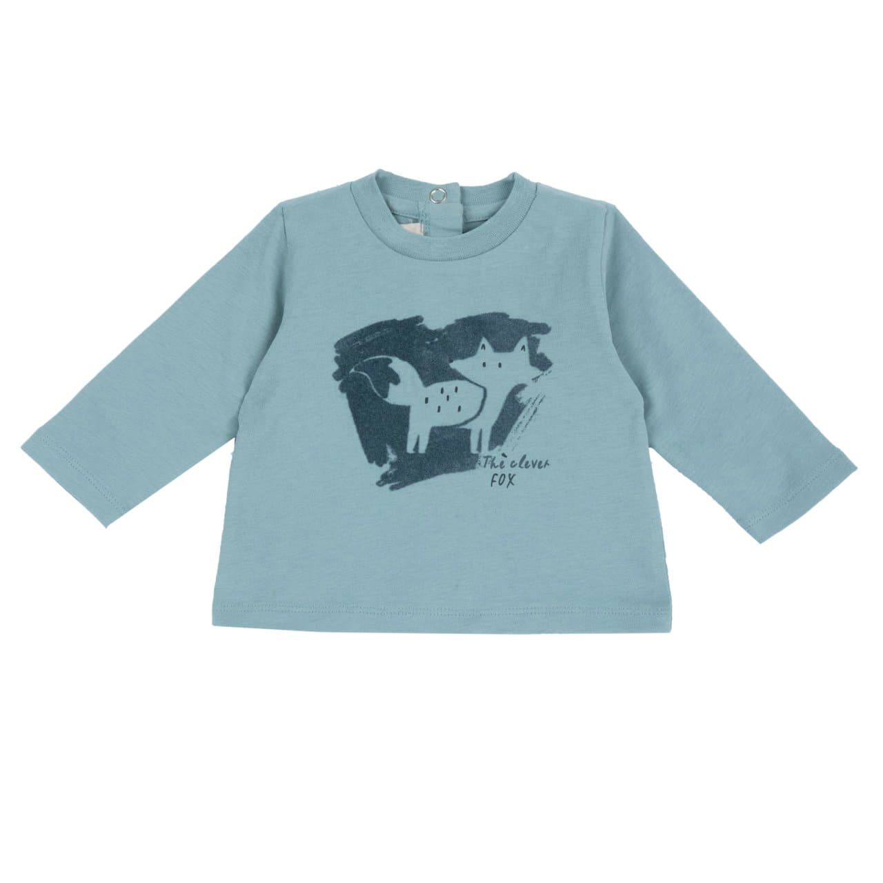 Maglietta Manica Lunga | Chicco Maglietta a manica lunga Chicco azzurra in jersey di cotone per bambino, con stampa effetto vellutato e chiusura con bottoni automatici. | Chicco