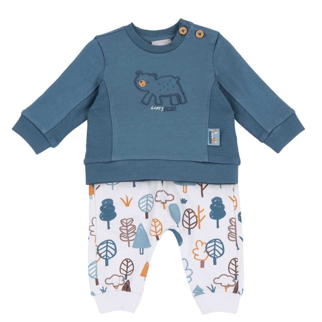 Completo Felpa Con Pantaloni | Chicco Completo felpa beige Chicco per bambino con stampa frontale in rilievo e pantaloni con fantasia alberi multicolore, certificato Oeko-Tex. | Chicco