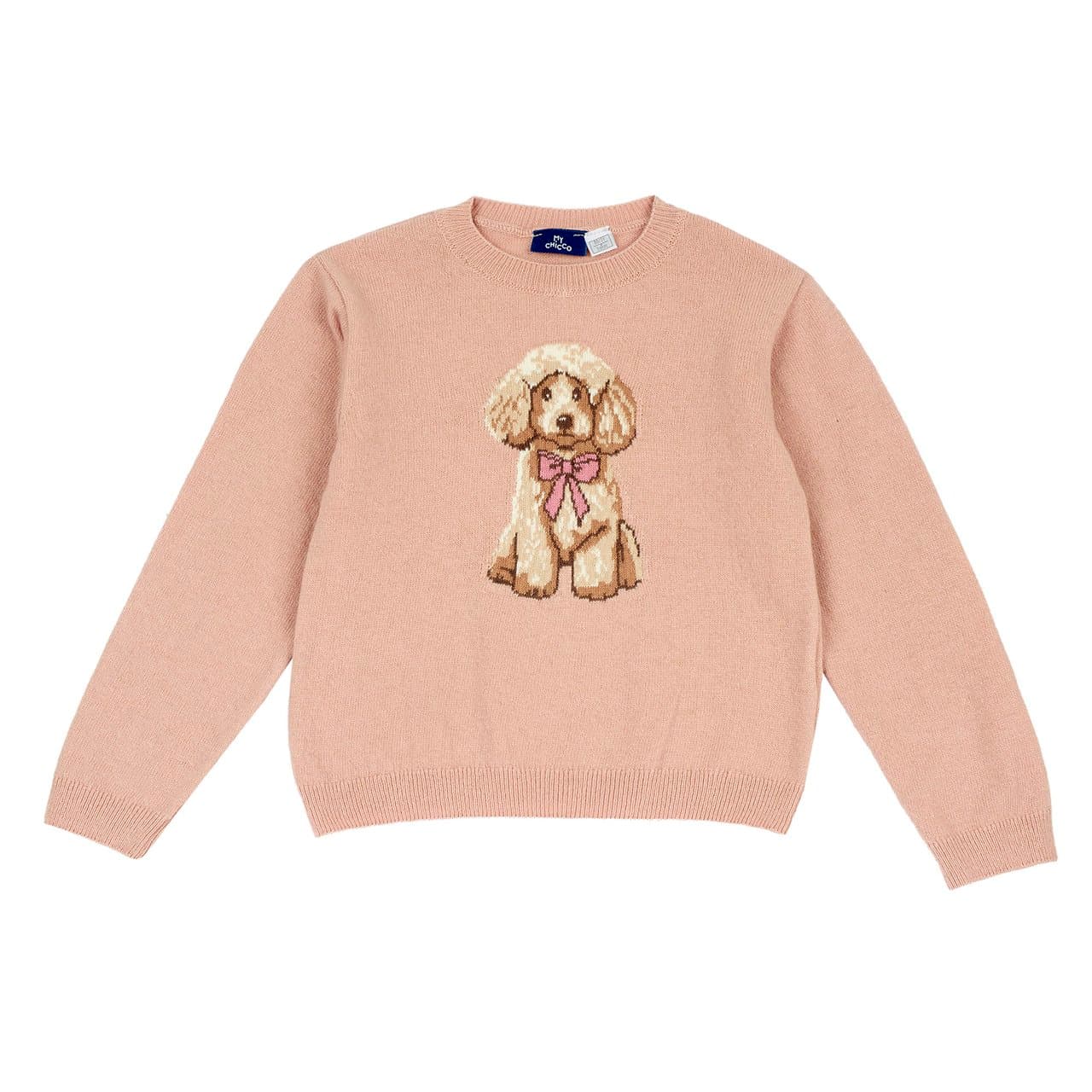 Maglione Girocollo | Chicco Maglione girocollo Chicco rosa in cotone per bambina con motivo jacquard sul davanti e bottoni madreperla sul retro, ideale per autunno/inverno. | Chicco