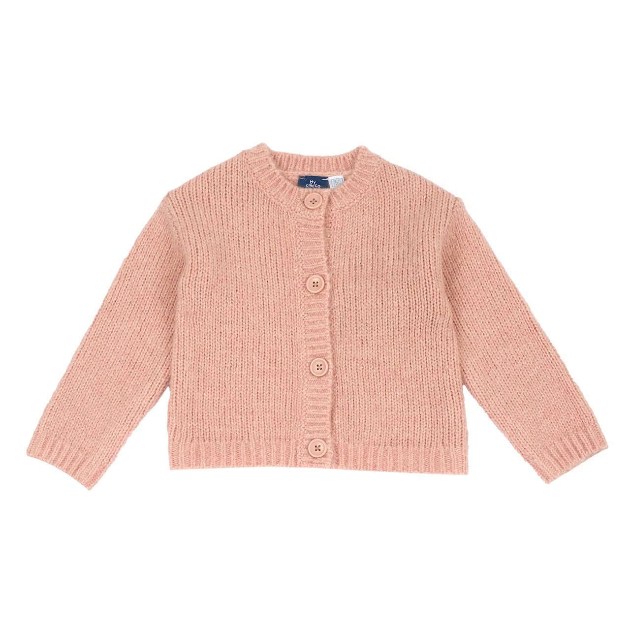 Cardigan In Maglia | Chicco Cardigan in maglia Chicco rosa per bambina, con effetto luminoso e chiusura a bottoni, ideale per l'autunno/inverno. | Chicco